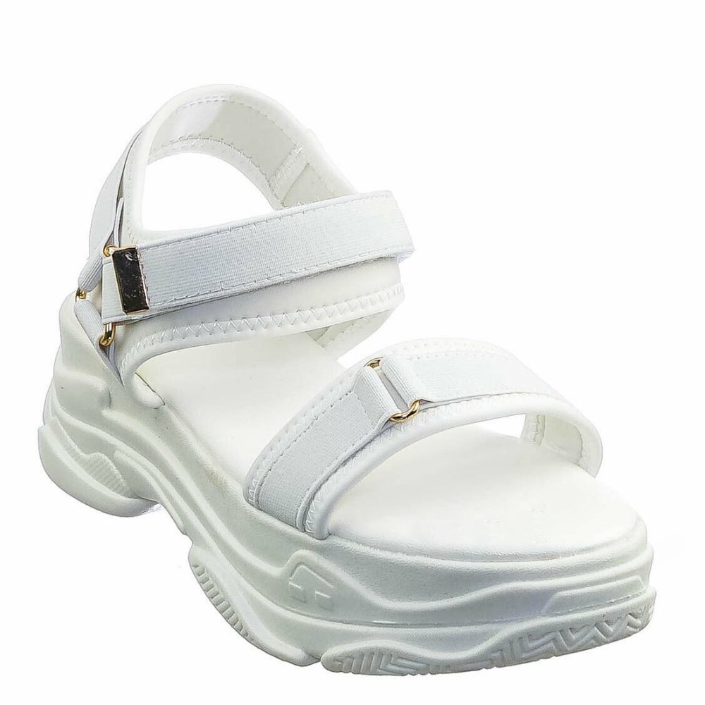 Chunky Platform Sandal,Elastic Hook&Loop Strap Size 9.